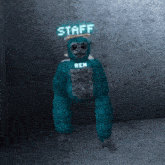 a stuffed animal with the name staff on it