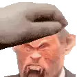 a man with a hat on his head is making a funny face with his mouth open .