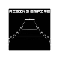 a black and white image of a pyramid with the words rising empire written on it