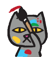 Gaiathegraycat Painting Sticker - Gaiathegraycat Cat Painting Stickers
