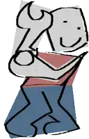 a drawing of a man holding a wrench