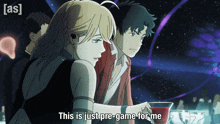 a man and a woman are standing next to each other with the words this is just pre-game for me