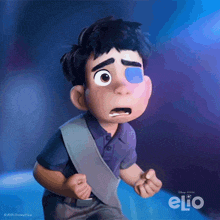 a cartoon character from the movie elio with a blue eye patch