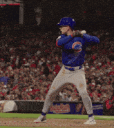 a chicago cubs baseball player getting ready to bat