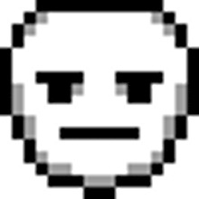 a pixel art illustration of an angry face with a serious expression .