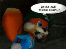 a cartoon character says what are those guys in a speech bubble