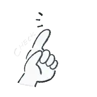 a drawing of a hand giving a thumbs up with the word check written below it