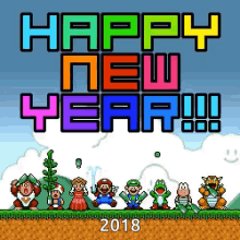 Happy New Year Mario GIF - Happy New Year Mario Nintendo Family GIFs