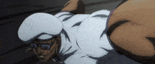 a cartoon character wearing glasses and a white hat is running