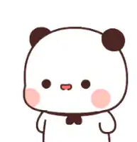 a cartoon panda bear is covering its mouth with its paws and making a face .