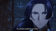 a person standing in the snow with the words nem poderia desviar meu olhar dela on the bottom