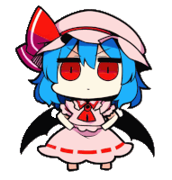 a cartoon character with red eyes and blue hair