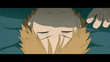 a drawing of a person laying down with a hand on their head