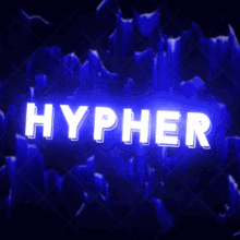 a blue background with the word hypher in white