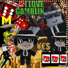 a collage of stuffed animals with the words " i love gamblin " on top
