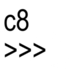 a white background with the letters c8 and a few arrows