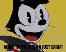 a cartoon character with a football helmet says " what the fuck did u just said ! "