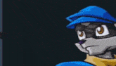 a group of cartoon characters are standing next to each other in a dark room .