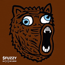 a cartoon drawing of a furry animal with the words $ fuzzy on it