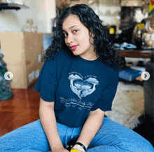 a woman wearing a t-shirt that says world white unity