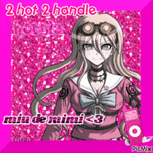 a picture of a girl with a ipod and the words " 2 hot 2 handle " on it