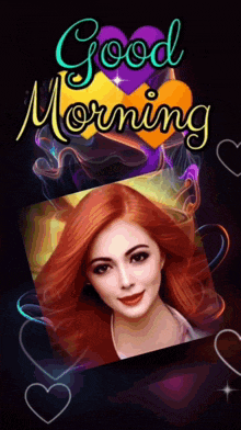 a picture of a woman says good morning