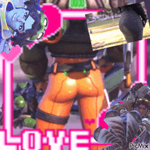 a picture of a woman 's butt is surrounded by the words love