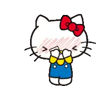 a hello kitty holding a piece of paper that says love you