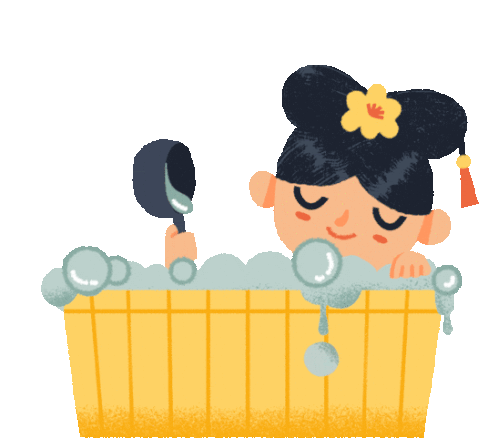Busy Princess Is Enjoying A Traditional Chinese Bath Sticker - A Day Withthe Busy Princess Bathtime Bathing Stickers