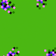 a green background with pink and purple squares and arabic writing on it