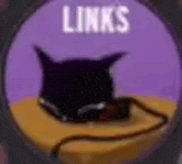 a black cat is laying on a table with a purple background and the words links .
