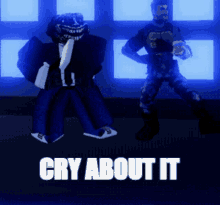 a poster that says cry about it with a man in a military uniform