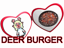 a logo for deer burger with a heart shaped container