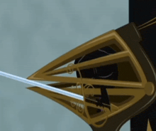 a cartoon drawing of a sword with the letter g on the bottom