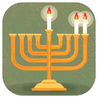 a menorah with three lit candles on it