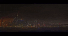 a digital painting of a city at night