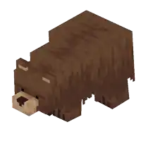 a brown bear in a minecraft game is laying down on a white background