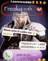 a picture of a video game character with the name freaky roth on the top