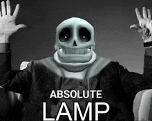 a poster with a skeleton head and the words absolute lamp on it