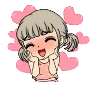 a cartoon girl is surrounded by pink hearts