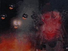 a dark room with a lot of lights and smoke coming out of the ceiling