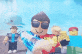a group of roblox characters standing next to each other