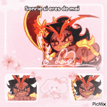 a picture of a cartoon character with the words sonrie si eres de mai