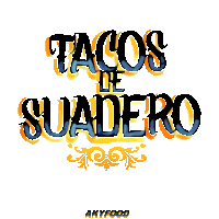 a logo for tacos de suadero has a yellow and blue design