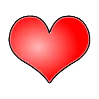 a red heart with a black outline and a white background