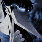 a man with glasses and a long nose holds his finger to his lips