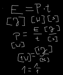 e = p t is written in white chalk on a blackboard