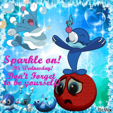 a sparkle on wednesday greeting card with cartoon characters and a sad face