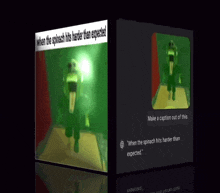 a cube that says when the spinach hits harder than expected on it