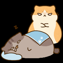 a cartoon drawing of a cat and a hamster with the letter x on their faces